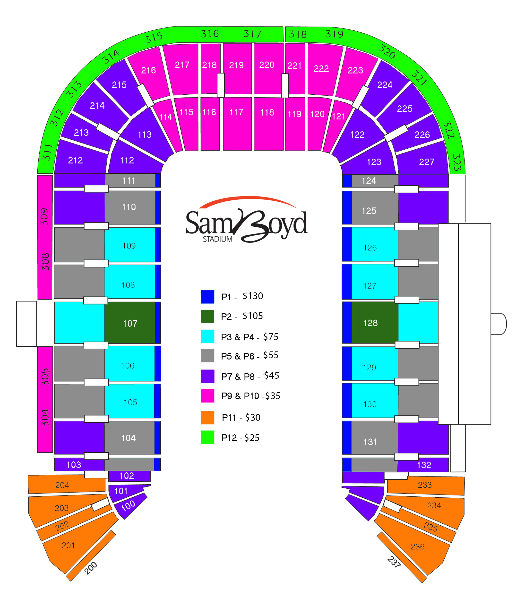 Seating Chart Sam Boyd Stadium Las Vegas