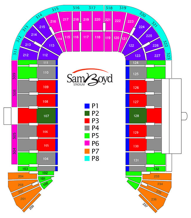 Sam Boyd Stadium Club Seating Chart