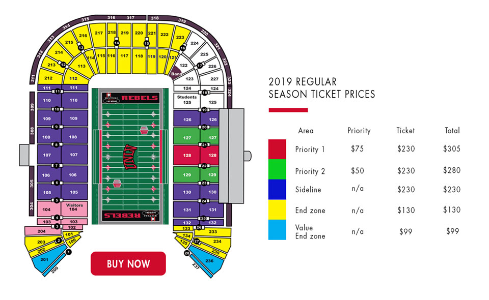 Sam Boyd Stadium Club Seating Chart